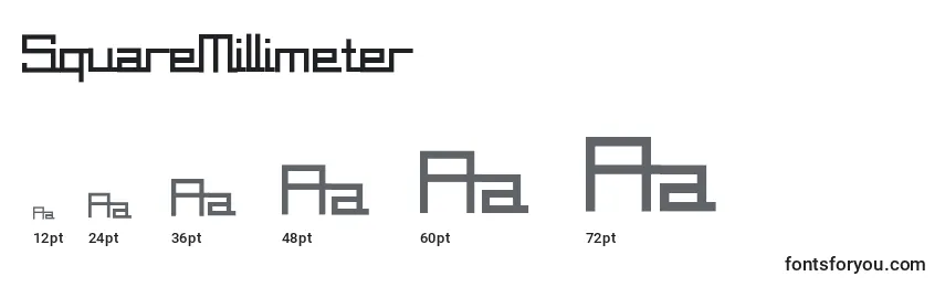 Размеры шрифта SquareMillimeter