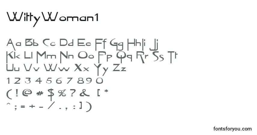 Шрифт WittyWoman1 – алфавит, цифры, специальные символы