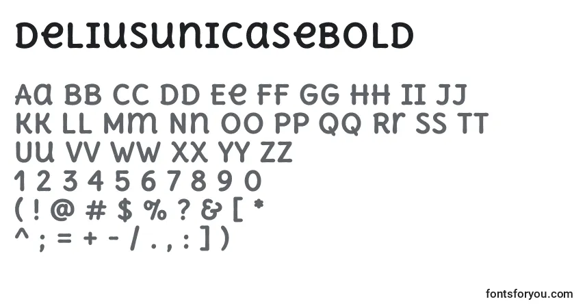 Czcionka DeliusunicaseBold – alfabet, cyfry, specjalne znaki