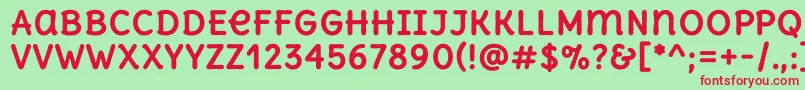 フォントDeliusunicaseBold – 赤い文字の緑の背景