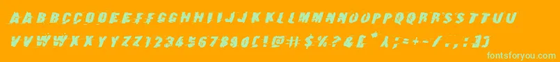 Earthshakeexpandital Font – Green Fonts on Orange Background