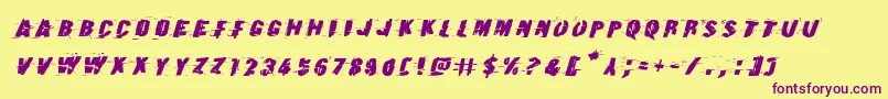 Earthshakeexpandital Font – Purple Fonts on Yellow Background