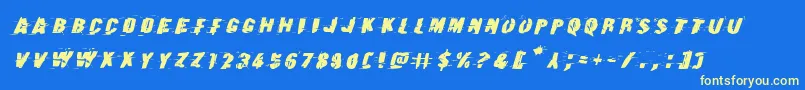 Earthshakeexpandital Font – Yellow Fonts on Blue Background