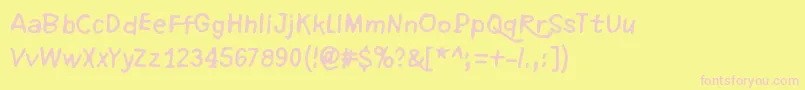 RefuseToBowDown-fontti – vaaleanpunaiset fontit keltaisella taustalla