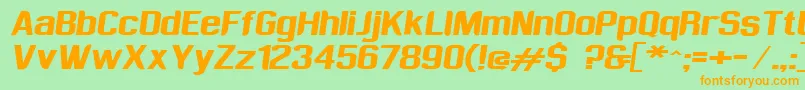 フォントSufrimeda – オレンジの文字が緑の背景にあります。