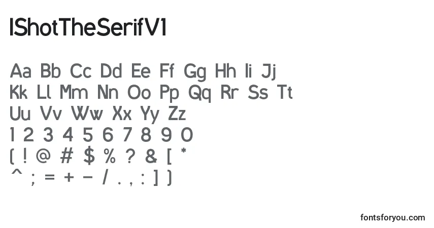 Schriftart IShotTheSerifV1 (94369) – Alphabet, Zahlen, spezielle Symbole