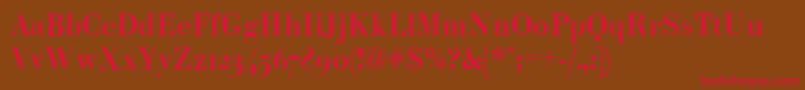 フォントEliza10 – 赤い文字が茶色の背景にあります。