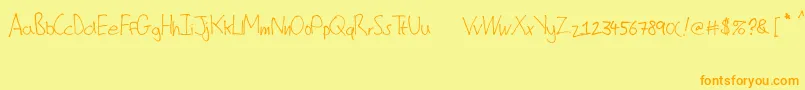フォントChristophersScribble – オレンジの文字が黄色の背景にあります。