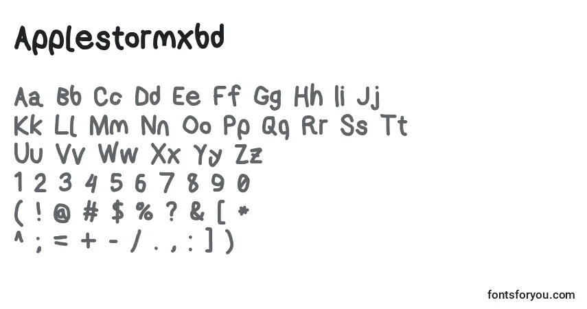 Czcionka Applestormxbd – alfabet, cyfry, specjalne znaki