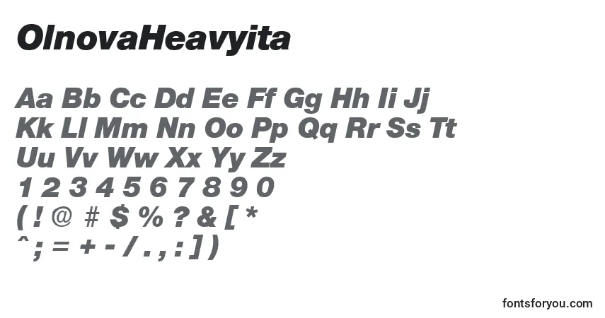 A fonte OlnovaHeavyita – alfabeto, números, caracteres especiais