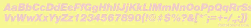 OlnovaHeavyita-fontti – vaaleanpunaiset fontit keltaisella taustalla