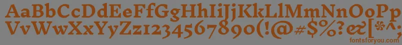 フォントInknutantiquaBold – 茶色の文字が灰色の背景にあります。