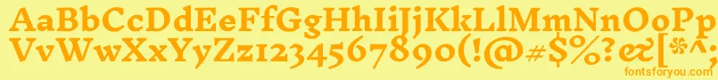 フォントInknutantiquaBold – オレンジの文字が黄色の背景にあります。