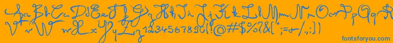 Angel Font – Blue Fonts on Orange Background