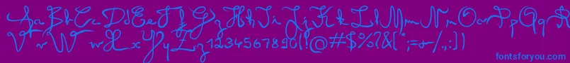 Angel-Schriftart – Blaue Schriften auf violettem Hintergrund