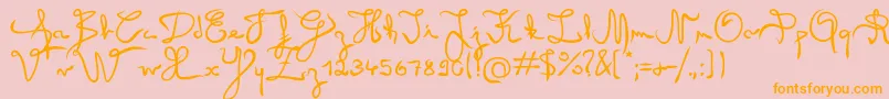 Angel-Schriftart – Orangefarbene Schriften auf rosa Hintergrund