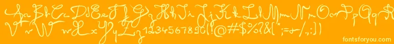 Angel-Schriftart – Gelbe Schriften auf orangefarbenem Hintergrund