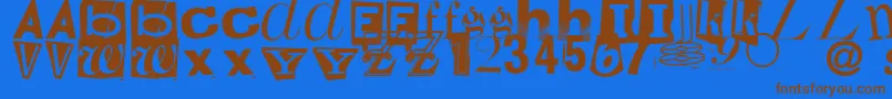 フォントRandomHouse – 茶色の文字が青い背景にあります。