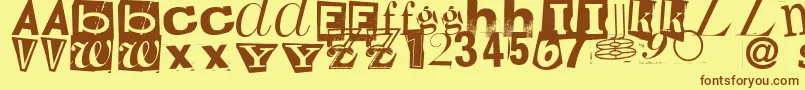 フォントRandomHouse – 茶色の文字が黄色の背景にあります。