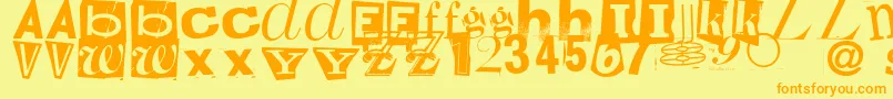 フォントRandomHouse – オレンジの文字が黄色の背景にあります。