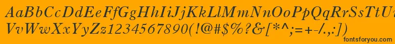 OldStyle7LtItalic-fontti – mustat fontit oranssilla taustalla
