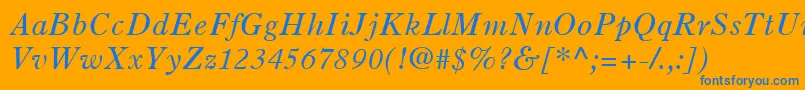 OldStyle7LtItalic-Schriftart – Blaue Schriften auf orangefarbenem Hintergrund