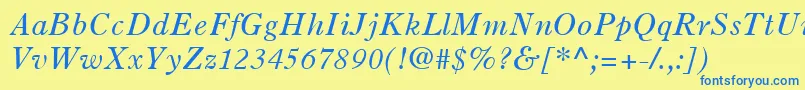 OldStyle7LtItalic Font – Blue Fonts on Yellow Background