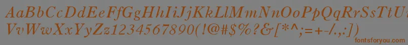 OldStyle7LtItalic-fontti – ruskeat fontit harmaalla taustalla