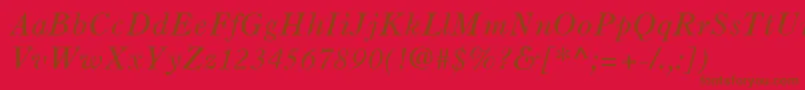 OldStyle7LtItalic-fontti – ruskeat fontit punaisella taustalla