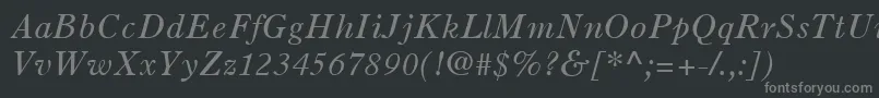 OldStyle7LtItalic-fontti – harmaat kirjasimet mustalla taustalla