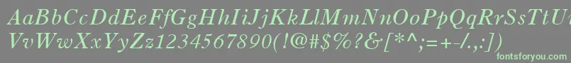 フォントOldStyle7LtItalic – 灰色の背景に緑のフォント