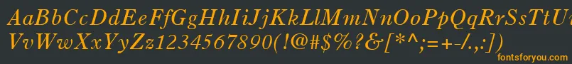 OldStyle7LtItalic Font – Orange Fonts on Black Background