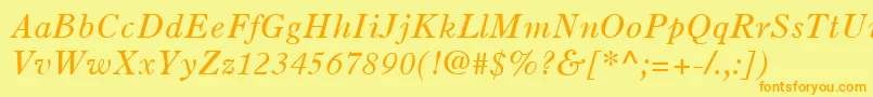 Шрифт OldStyle7LtItalic – оранжевые шрифты на жёлтом фоне