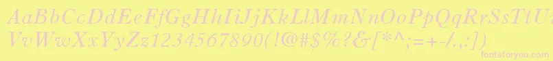 OldStyle7LtItalic-fontti – vaaleanpunaiset fontit keltaisella taustalla