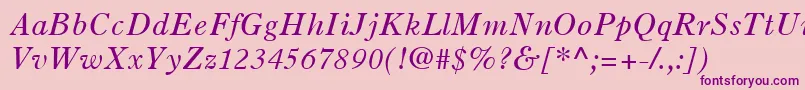 フォントOldStyle7LtItalic – ピンクの背景に紫のフォント