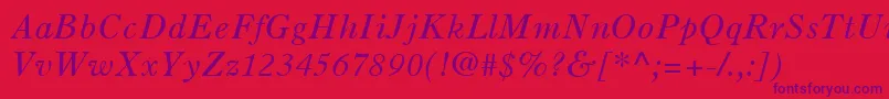 OldStyle7LtItalic-fontti – violetit fontit punaisella taustalla