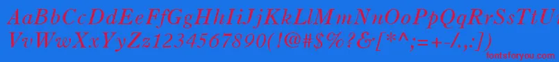 OldStyle7LtItalic Font – Red Fonts on Blue Background