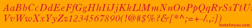 OldStyle7LtItalic Font – Red Fonts on Orange Background