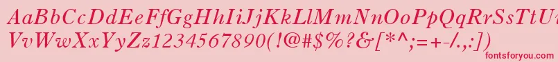 OldStyle7LtItalic-fontti – punaiset fontit vaaleanpunaisella taustalla