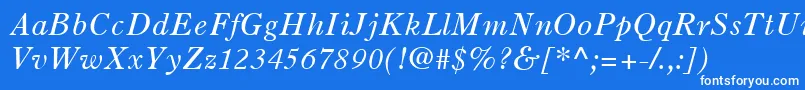 OldStyle7LtItalic-fontti – valkoiset fontit sinisellä taustalla