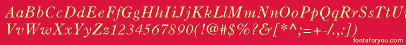 フォントOldStyle7LtItalic – 黄色の文字、赤い背景