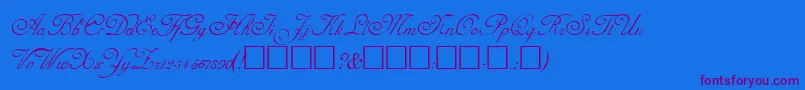AdineKirnberg-Schriftart – Violette Schriften auf blauem Hintergrund