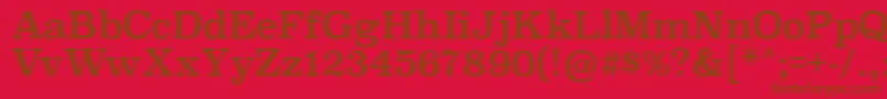 SuperclarendonrgRegular-Schriftart – Braune Schriften auf rotem Hintergrund