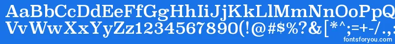 SuperclarendonrgRegular-Schriftart – Weiße Schriften auf blauem Hintergrund