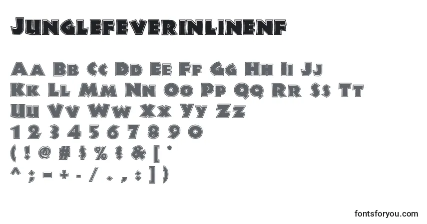 Czcionka Junglefeverinlinenf – alfabet, cyfry, specjalne znaki
