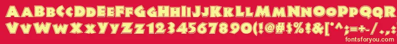 Junglefeverinlinenf-Schriftart – Gelbe Schriften auf rotem Hintergrund