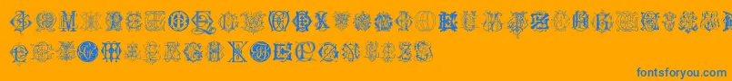 IntellectaMonogramsRandomSamplesSix Font – Blue Fonts on Orange Background