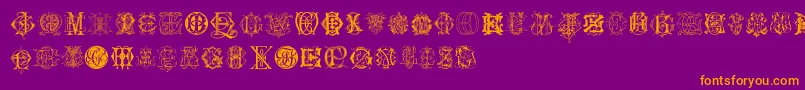 IntellectaMonogramsRandomSamplesSix-Schriftart – Orangefarbene Schriften auf violettem Hintergrund
