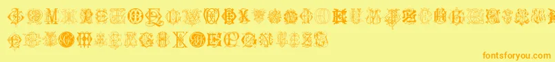 Шрифт IntellectaMonogramsRandomSamplesSix – оранжевые шрифты на жёлтом фоне