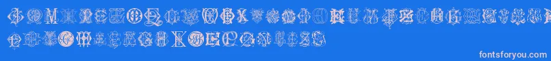 フォントIntellectaMonogramsRandomSamplesSix – ピンクの文字、青い背景